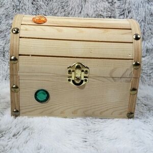 Vintage Beautiful Wooden Jewelry Box With Color Stones